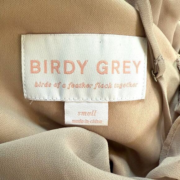 Birdy Grey Jane Convertible Chiffon Maxi Bridesmaid Dress with Slit in Taupe, S - Picture 4 of 13